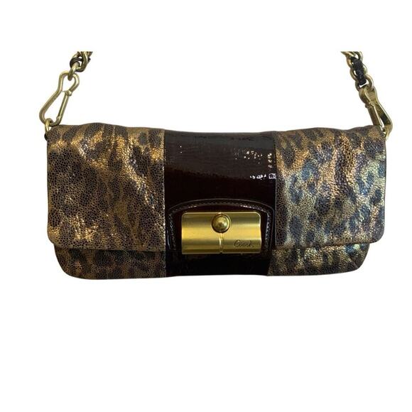 Coach Kristin Metallic Leo Leopard Leather Clutch - Picture 6 of 11